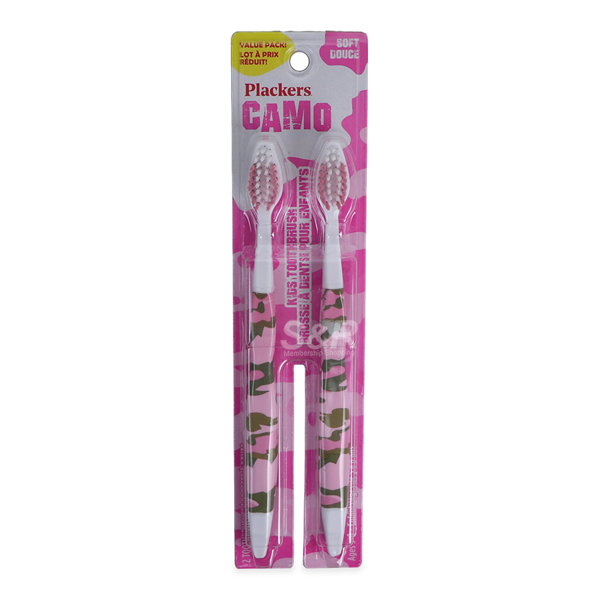 Plackers Camo Kids Girl Toothbrush 2pcs